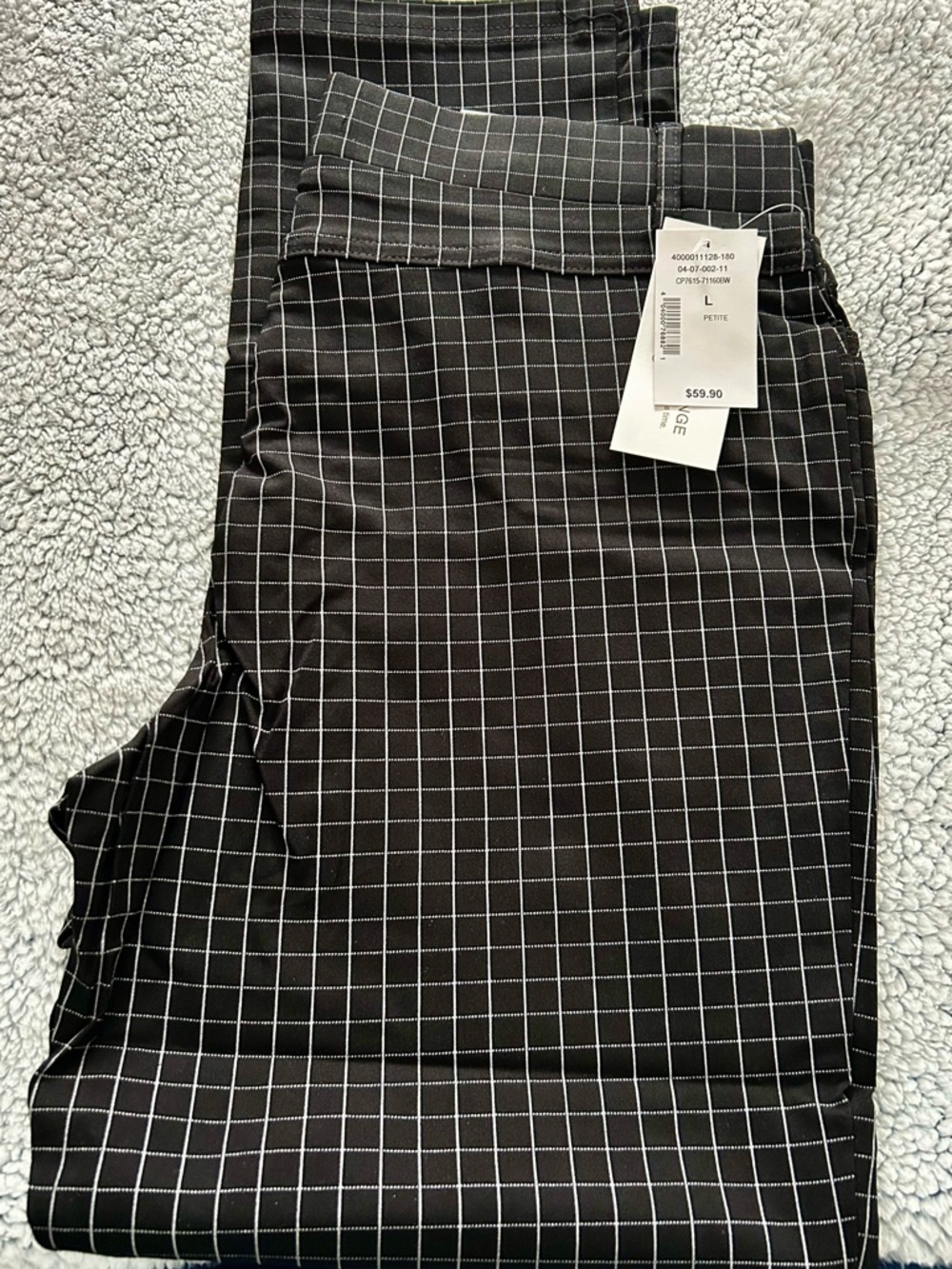 cleo Black Pants with White Grid Windowpane